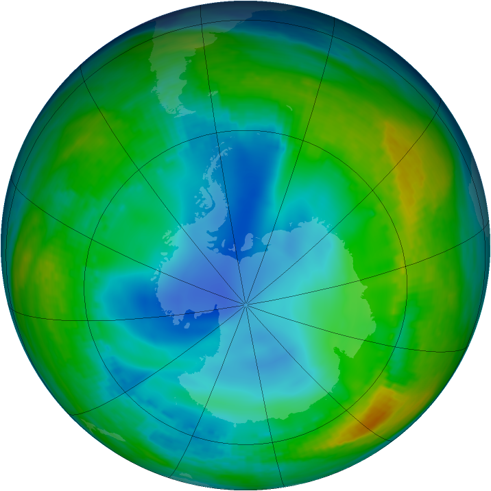 Antarctic ozone map for 14 July 1992